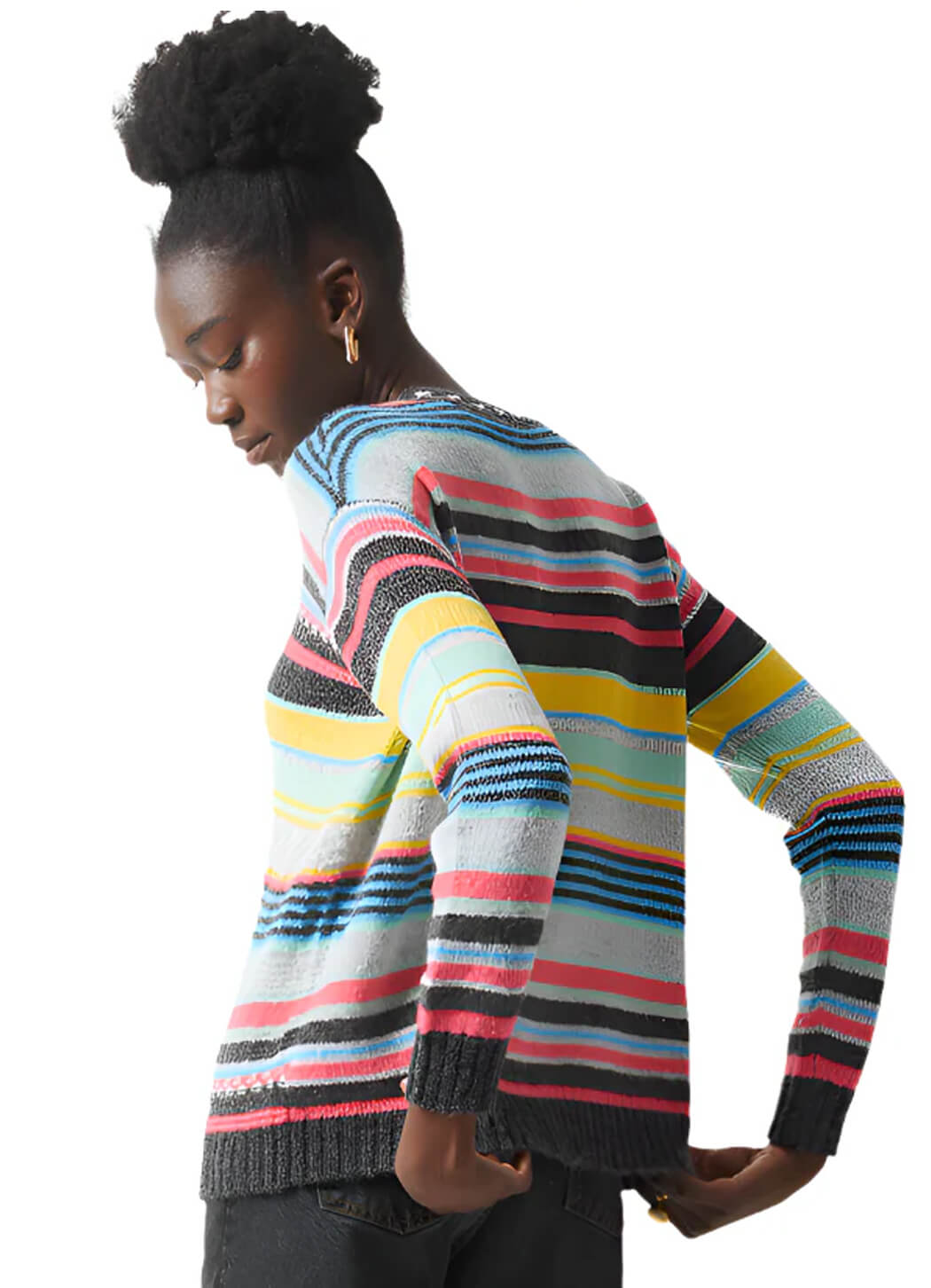 Zaket & Plover Textured Stripe Crew Sweater