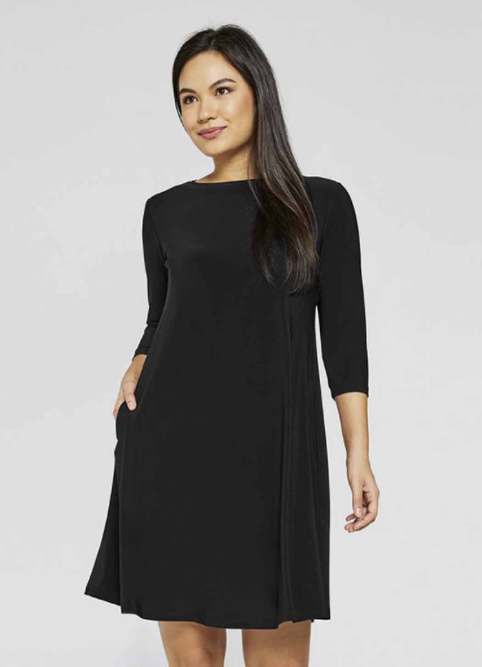 Sympli 3/4 Sleeve Trapeze Dress-Short