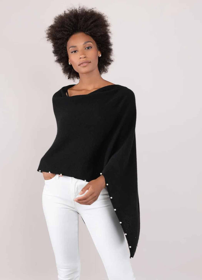 Alashan Cashmere Pearl Trim Topper