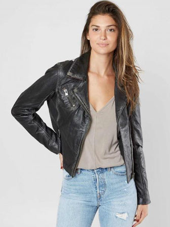 Mauritius Chrissy Fringe Leather Jacket with Star Detail 8 / M / Black / Lambskin Leather