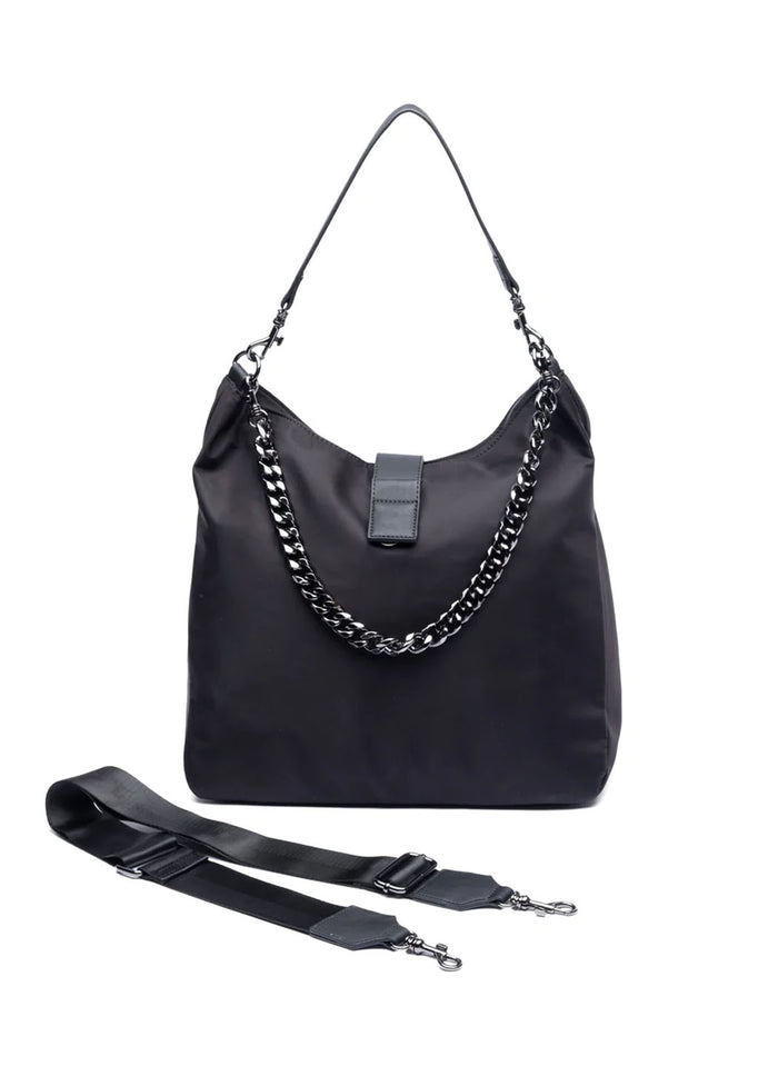 WanderFull Black HydroHobo Bag with Gunmetal Hardware