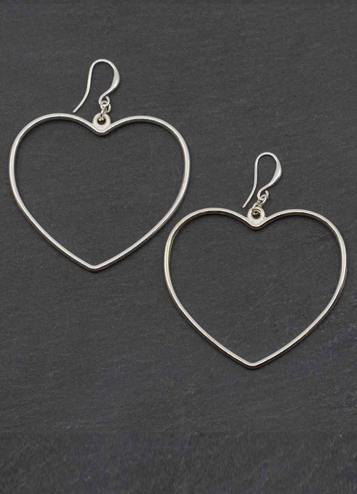 Suzie Blue Simple Open Heart Earrings