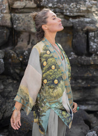 Market of Stars Tree of Life Bamboo Bohemian Kimono Cardigan with Belt