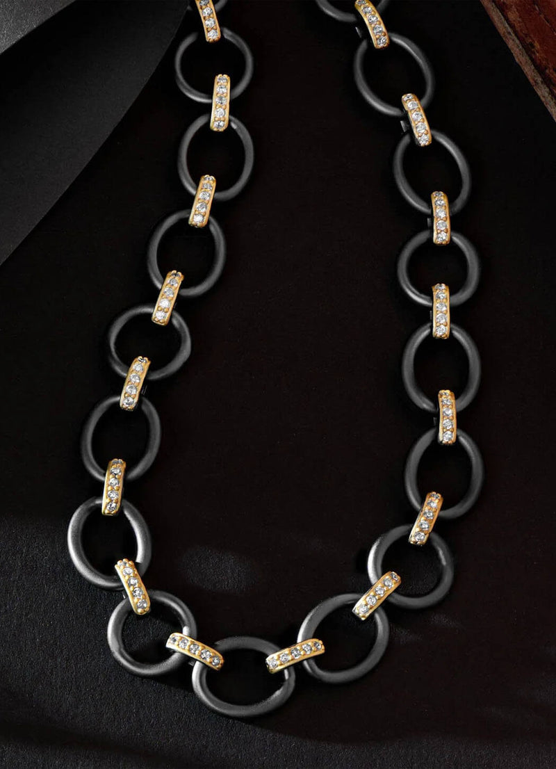 Freida Rothman Signature Double Sided Pendant Necklace Gold/ Black